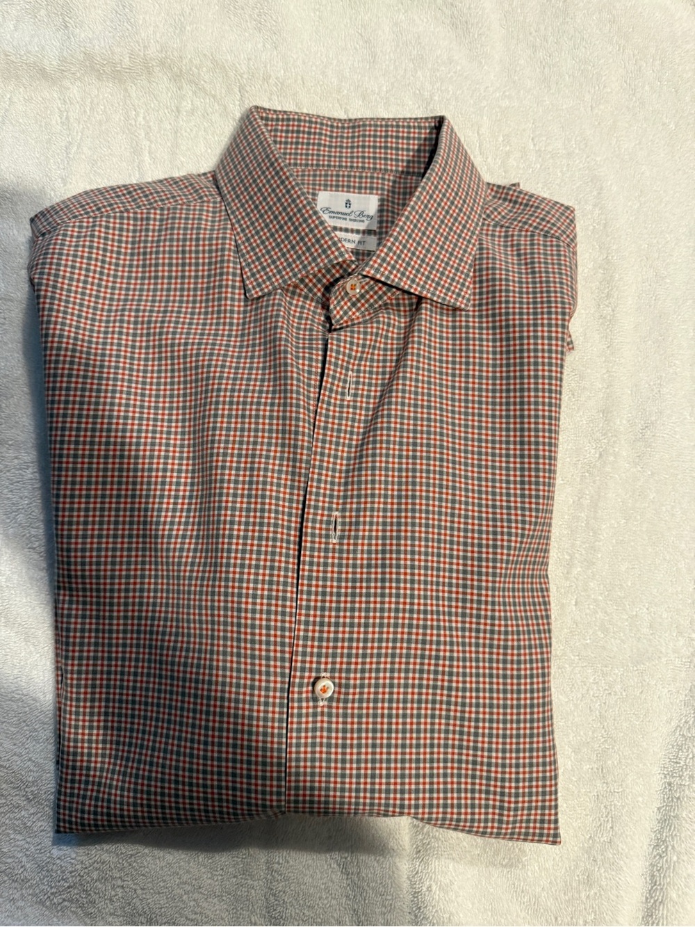 Emanuel berg  Men’s Red Check Button-Down Dress Shirt